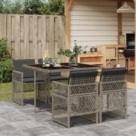 5-piece garden dining set with gray synthetic rattan cushions by , Garden sets - Ref: Foro24-3210716, Price: 299,96 €, Discou...