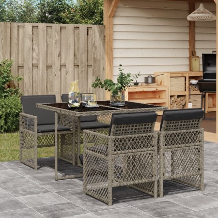 Garten-Essgruppe, 5-teilig, mit grauen Polstern aus synthetischem Rattan. von , Gartensets - Ref: Foro24-3210716, Preis: 265,...