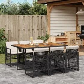 7-piece garden dining set with black synthetic rattan cushions by , Garden sets - Ref: Foro24-3210735, Price: 484,00 €, Disco...