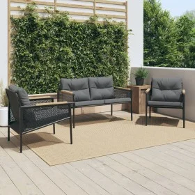 Gartengarnitur mit Kissen, 3-teilig, Schwarz, aus Stahl von , Gartensets - Ref: Foro24-3283635, Preis: 393,06 €, Rabatt: %