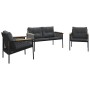 3-piece garden furniture set with black steel cushions by , Garden sets - Ref: Foro24-3283635, Price: 398,51 €, Discount: %
