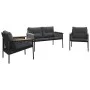 Juego de muebles de jardín con cojines 3 piezas acero negro de , Conjuntos de jardín - Ref: Foro24-3283635, Precio: 391,54 €,...