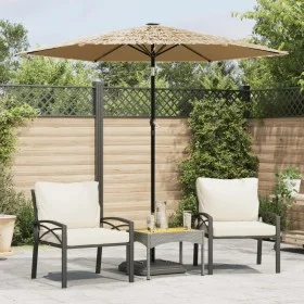 Gartenschirm mit LED-Lichtern, Stahlmast, braun, 223x223x231 cm. von , Sonnenschirme - Ref: Foro24-4005119, Preis: 97,95 €, R...