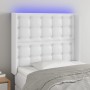 Cabecero con LED cuero sintético blanco 93x16x118/128 cm