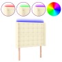 Cabecero con LED cuero sintético color crema 93x16x118/128 cm