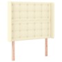 Cabecero con LED cuero sintético color crema 93x16x118/128 cm