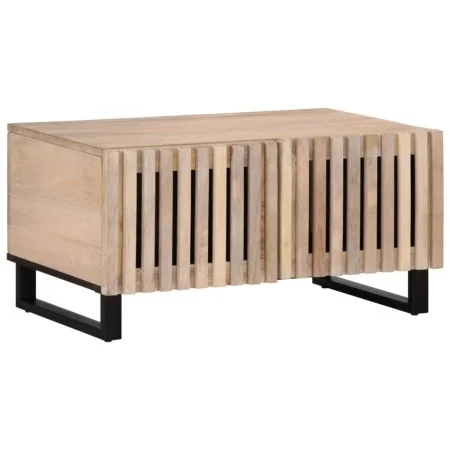 Mesa de centro de madera maciza de mango blanca 80x51x40 cm de , Mesas de centro - Ref: Foro24-377464, Precio: 85,60 €, Descu...