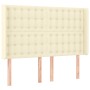 Cabecero con LED cuero sintético color crema 147x16x118/128 cm