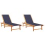 Tumbonas 2 unidades madera maciza de acacia y textileno azul de , Tumbonas - Ref: Foro24-3279250, Precio: 299,23 €, Descuento: %