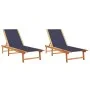 Zwei Sonnenliegen aus massivem Akazienholz und blauem Textilene. von , Liegen - Ref: Foro24-3279250, Preis: 330,56 €, Rabatt: %