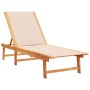 2 sun loungers with solid acacia wood table and cream textilene by , Loungers - Ref: Foro24-3279252, Price: 348,46 €, Discoun...