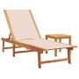 2 sun loungers with solid acacia wood table and cream textilene by , Loungers - Ref: Foro24-3279252, Price: 348,46 €, Discoun...