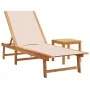 Tumbonas 2 uds con mesa madera maciza acacia y textileno crema de , Tumbonas - Ref: Foro24-3279252, Precio: 356,20 €, Descuen...