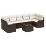 Conjunto de sofá de jardín 8 pcs Marrón Poliratán