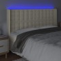 Cabecero con LED cuero sintético color crema 163x16x118/128 cm