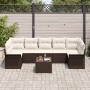 Conjunto de sofá de jardín 8 pcs Marrón Poliratán