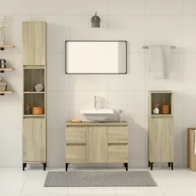 Set de muebles de baño 3 pzas madera contrachapada roble Sonoma de , Muebles de baño - Ref: Foro24-3307672, Precio: 202,05 €,...