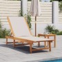 Solid acacia wood sun lounger with grey textilene by , Loungers - Ref: Foro24-4008413, Price: 144,47 €, Discount: %
