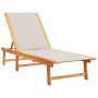 Solid acacia wood sun lounger with grey textilene by , Loungers - Ref: Foro24-4008413, Price: 144,47 €, Discount: %
