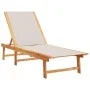 Solid acacia wood sun lounger with grey textilene by , Loungers - Ref: Foro24-4008413, Price: 171,31 €, Discount: %