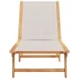 Solid acacia wood sun lounger with grey textilene by , Loungers - Ref: Foro24-4008413, Price: 171,31 €, Discount: %