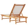 Solid acacia wood sun lounger with grey textilene by , Loungers - Ref: Foro24-4008413, Price: 144,47 €, Discount: %