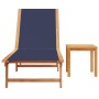 Sun lounger with solid acacia wood table and blue textilene by , Loungers - Ref: Foro24-4008418, Price: 198,22 €, Discount: %