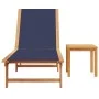 Sun lounger with solid acacia wood table and blue textilene by , Loungers - Ref: Foro24-4008418, Price: 194,48 €, Discount: %