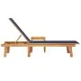 Sun lounger with solid acacia wood table and blue textilene by , Loungers - Ref: Foro24-4008418, Price: 194,48 €, Discount: %