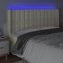 Cabecero con LED cuero sintético color crema 203x16x118/128 cm