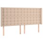 Cabecero con LED cuero sintético capuchino 203x16x118/128cm