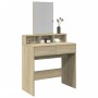 Tocador con espejo color roble Sonoma 130x50x132,5 cm de , Tocadores para dormitorios - Ref: Foro24-848173, Precio: 106,55 €,...