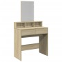 Tocador con espejo color roble Sonoma 130x50x132,5 cm de , Tocadores para dormitorios - Ref: Foro24-848173, Precio: 106,55 €,...