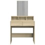 Tocador con espejo color roble Sonoma 130x50x132,5 cm de , Tocadores para dormitorios - Ref: Foro24-848173, Precio: 106,55 €,...