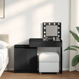 Black vanity with LED lights 115x37x110.5 cm by , Bedroom Dressers - Ref: Foro24-848228, Price: 135,45 €, Discount: %