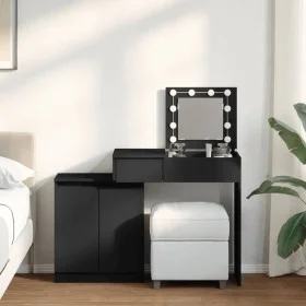 Black vanity with LED lights 115x37x110.5 cm by , Bedroom Dressers - Ref: Foro24-848228, Price: 132,91 €, Discount: %