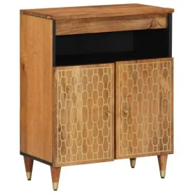 Solid mango wood auxiliary cabinet 60x33x75 cm by , CD and DVD storage - Ref: Foro24-358309, Price: 84,85 €, Discount: %