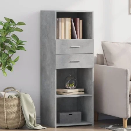 Tall engineered wood sideboard in gray concrete 45x42.5x124 cm by , Sideboards - Ref: Foro24-846169, Price: 70,85 €, Discount: %