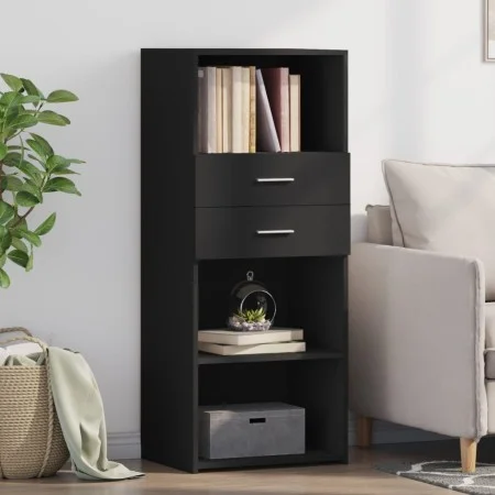Tall black engineered wood sideboard 50x42.5x124 cm by , Sideboards - Ref: Foro24-846174, Price: 88,48 €, Discount: %