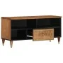 Solid mango wood TV stand 100x33x46 cm by , CD and DVD storage - Ref: Foro24-358300, Price: 65,03 €, Discount: %