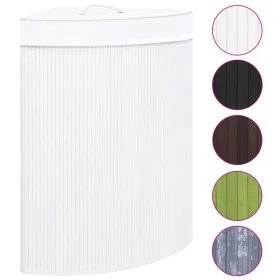 Cesto para la ropa sucia de esquina bambú blanco 60 L de vidaXL, Cestas para ropa - Ref: Foro24-320763, Precio: 50,52 €, Desc...