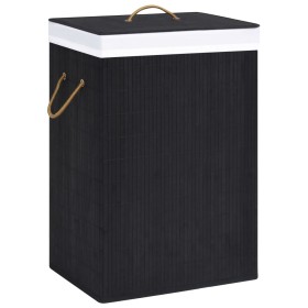 Cesta para la ropa sucia de bambú de una sección negra de vidaXL, Cestas para ropa - Ref: Foro24-320757, Precio: 29,38 €, Des...