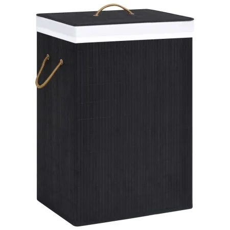 Cesta para la ropa sucia de bambú de una sección negra de vidaXL, Cestas para ropa - Ref: Foro24-320757, Precio: 31,42 €, Des...