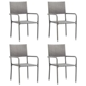 Stackable garden dining chairs, set of 4, made of synthetic gray rattan. by , Garden chairs - Ref: Foro24-318721, Price: 75,2...
