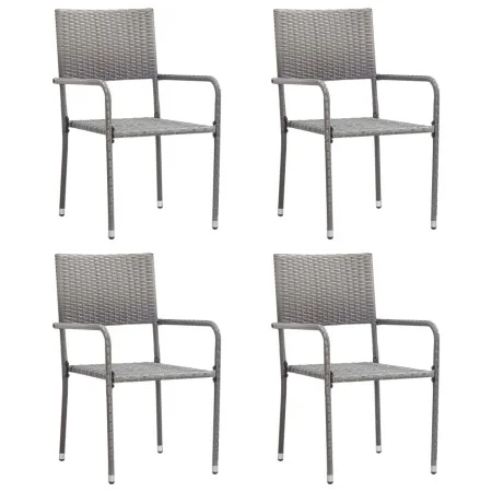 Stackable garden dining chairs, set of 4, made of synthetic gray rattan. by , Garden chairs - Ref: Foro24-318721, Price: 75,2...