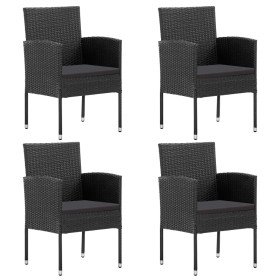 Gartenstühle mit schwarzen Kissen, 4 Stück, schwarzes Kunststoffrattan von , Gartenstühle - Ref: Foro24-318709, Preis: 228,35...