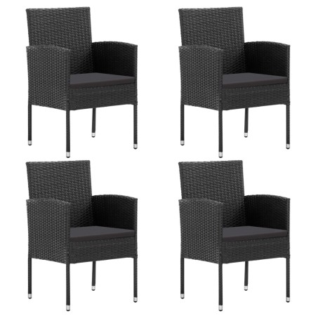 Gartenstühle mit schwarzen Kissen, 4 Stück, schwarzes Kunststoffrattan von , Gartenstühle - Ref: Foro24-318709, Preis: 228,35...