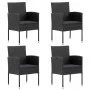 Garden chairs with black cushions, 4 units, black synthetic rattan by , Garden chairs - Ref: Foro24-318709, Price: 237,11 €, ...