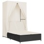 Double sun lounger with roof and black synthetic rattan curtains by , Loungers - Ref: Foro24-368099, Price: 251,47 €, Discoun...