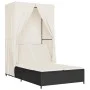 Double sun lounger with roof and black synthetic rattan curtains by , Loungers - Ref: Foro24-368099, Price: 280,24 €, Discoun...